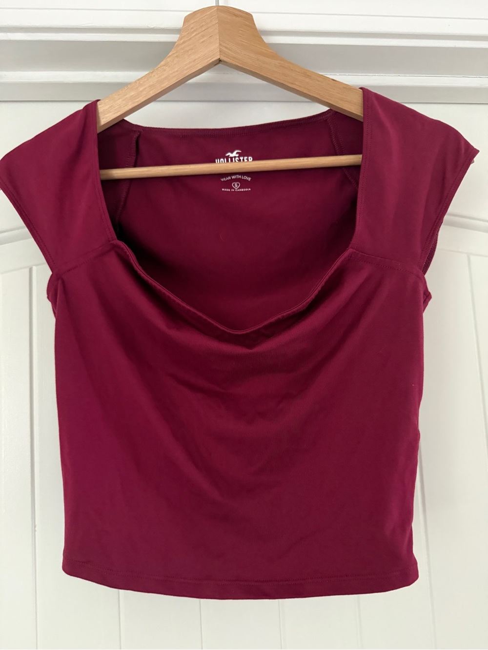 Hollister Women's Draped Cap Sleeve Crop Top - Wine